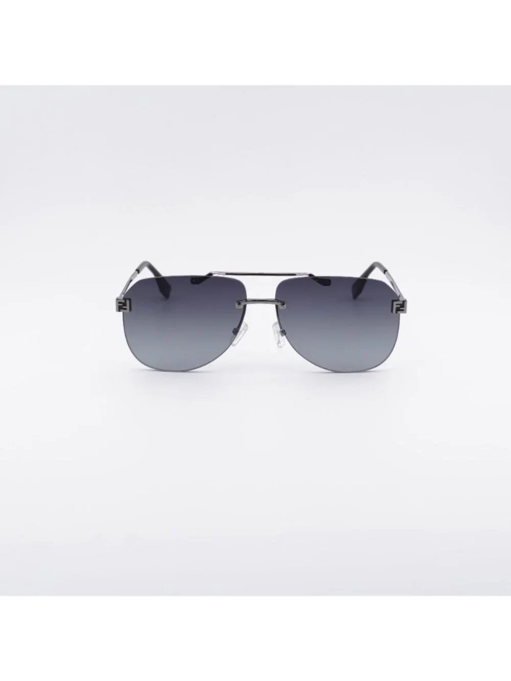 Fendi FE40115U 14B Sunglasses Silver Aviator Frame, Grey Gradient Lenses